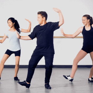 three young dancers in dance studio